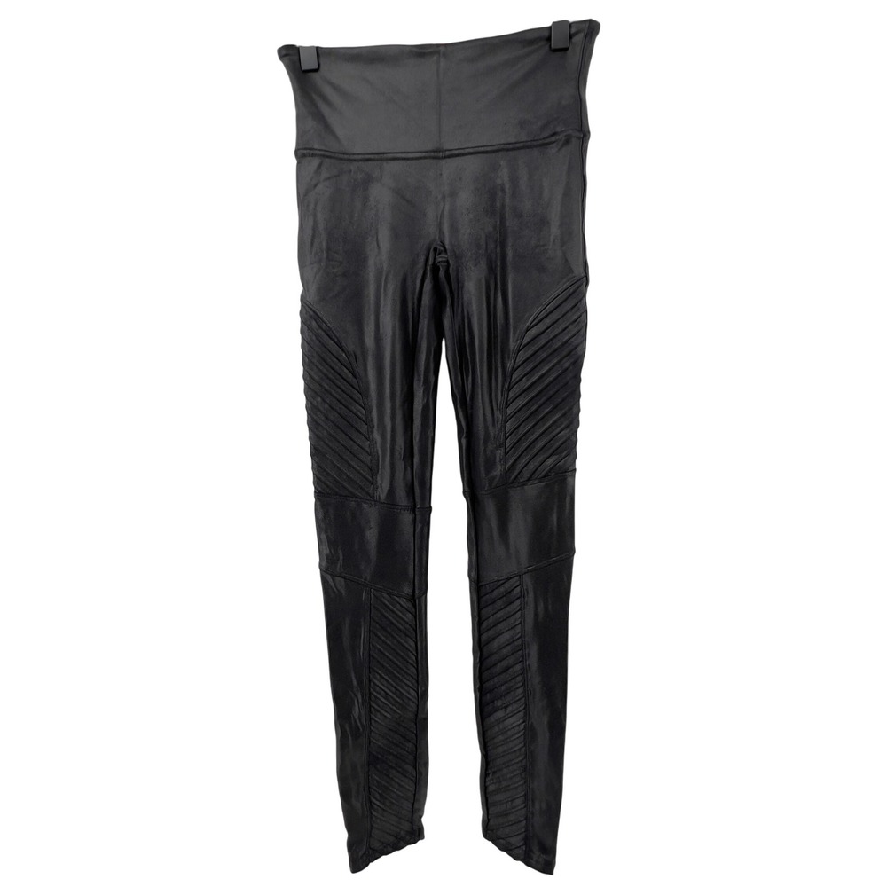 Spanx‎ Faux Leather Moto Leggings Black Women S Stretch Tummy Control Shaping